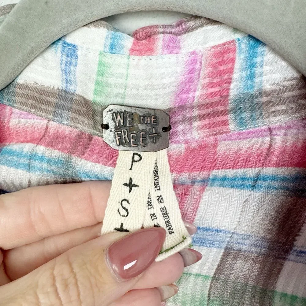 FREE PEOPLE | WE THE FREE Watercolor Plaid Button Down Shirt Women’s Size Small